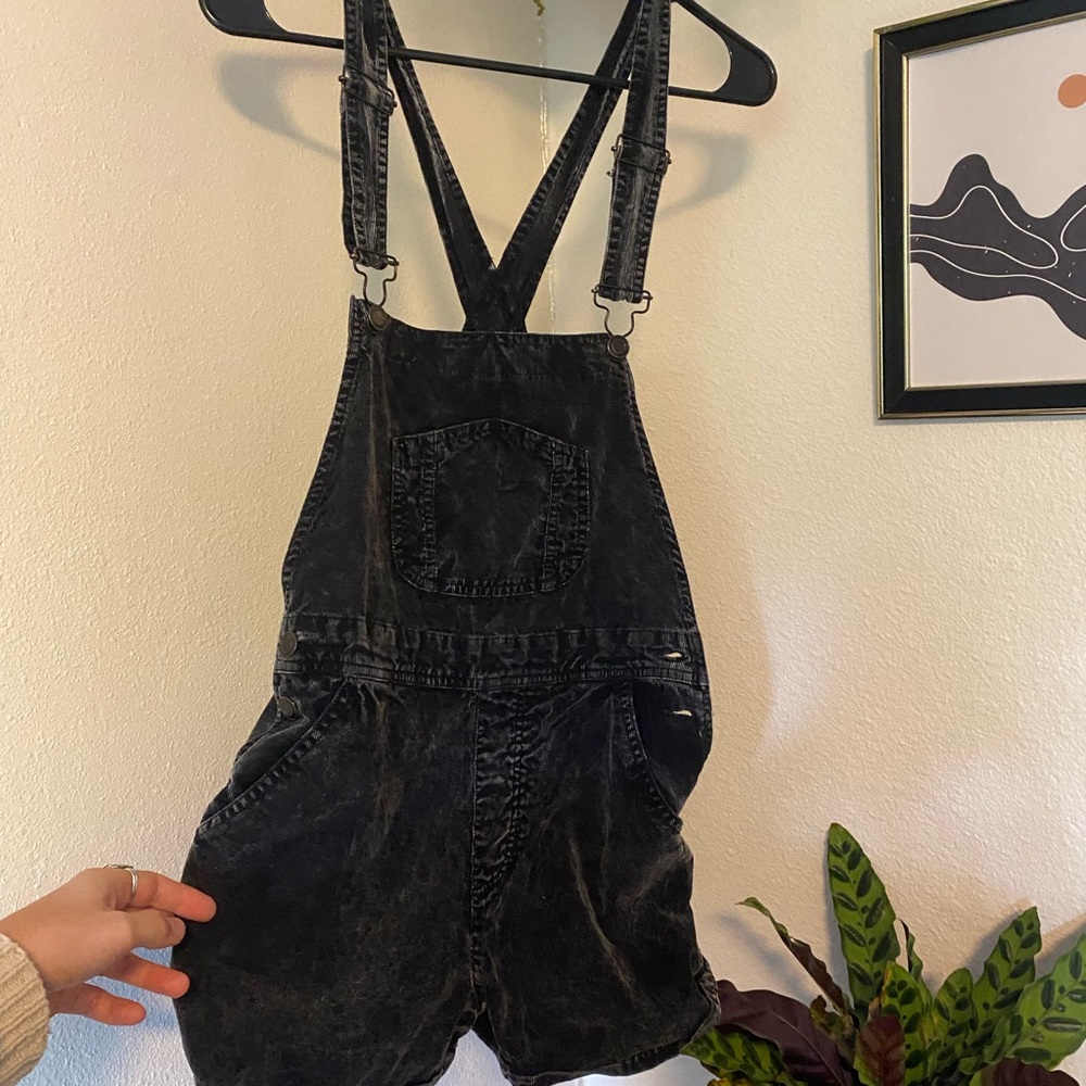 Washed Black Corduroy Overalls